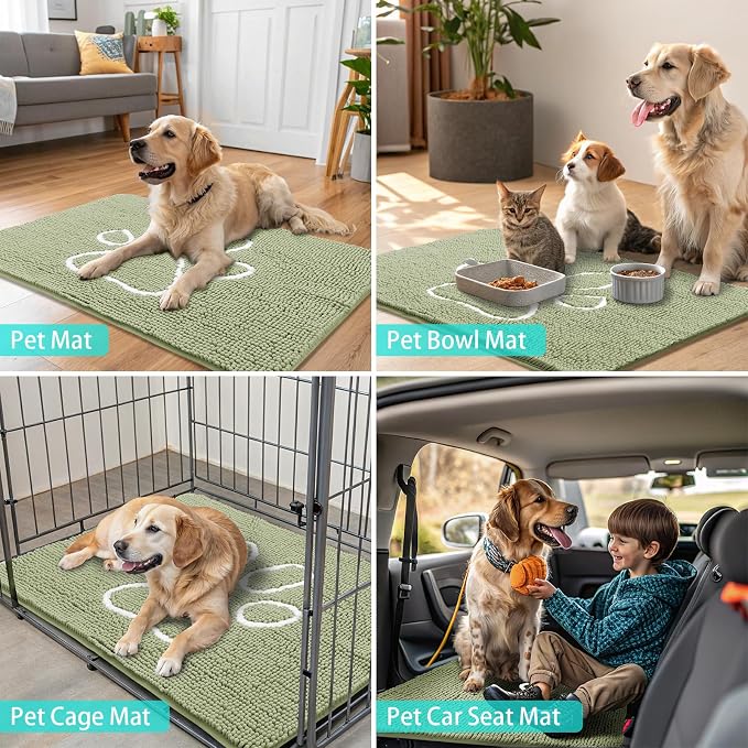 Smiry Dog Door Mat for Muddy Paws, Absorbent Dirt Trapper Non Slip Quick Dry