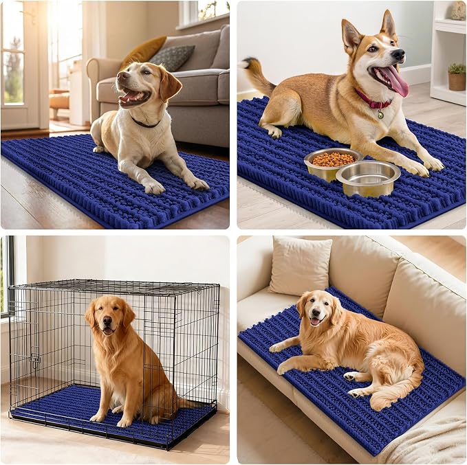 Smiry Dog Door Mat for Muddy Paws 47x32, Absorbent Dirt Trapper, Non-Slip