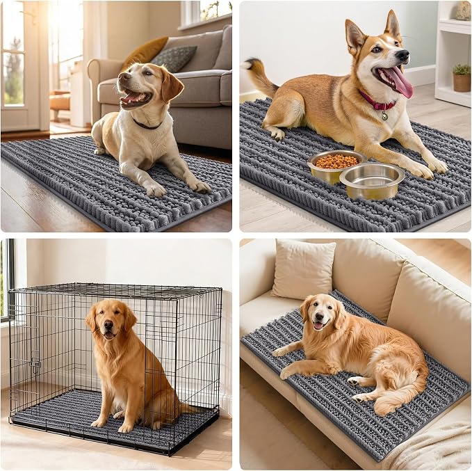 Smiry Dog Door Mat for Muddy Paws 48x30, Absorbent Dirt Trapper, Non-Slip