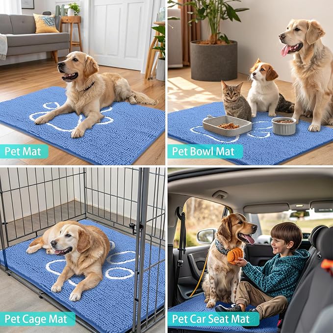 Smiry Dog Door Mat for Muddy Paws, Absorbent Dirt Trapper Non Slip Quick Dry