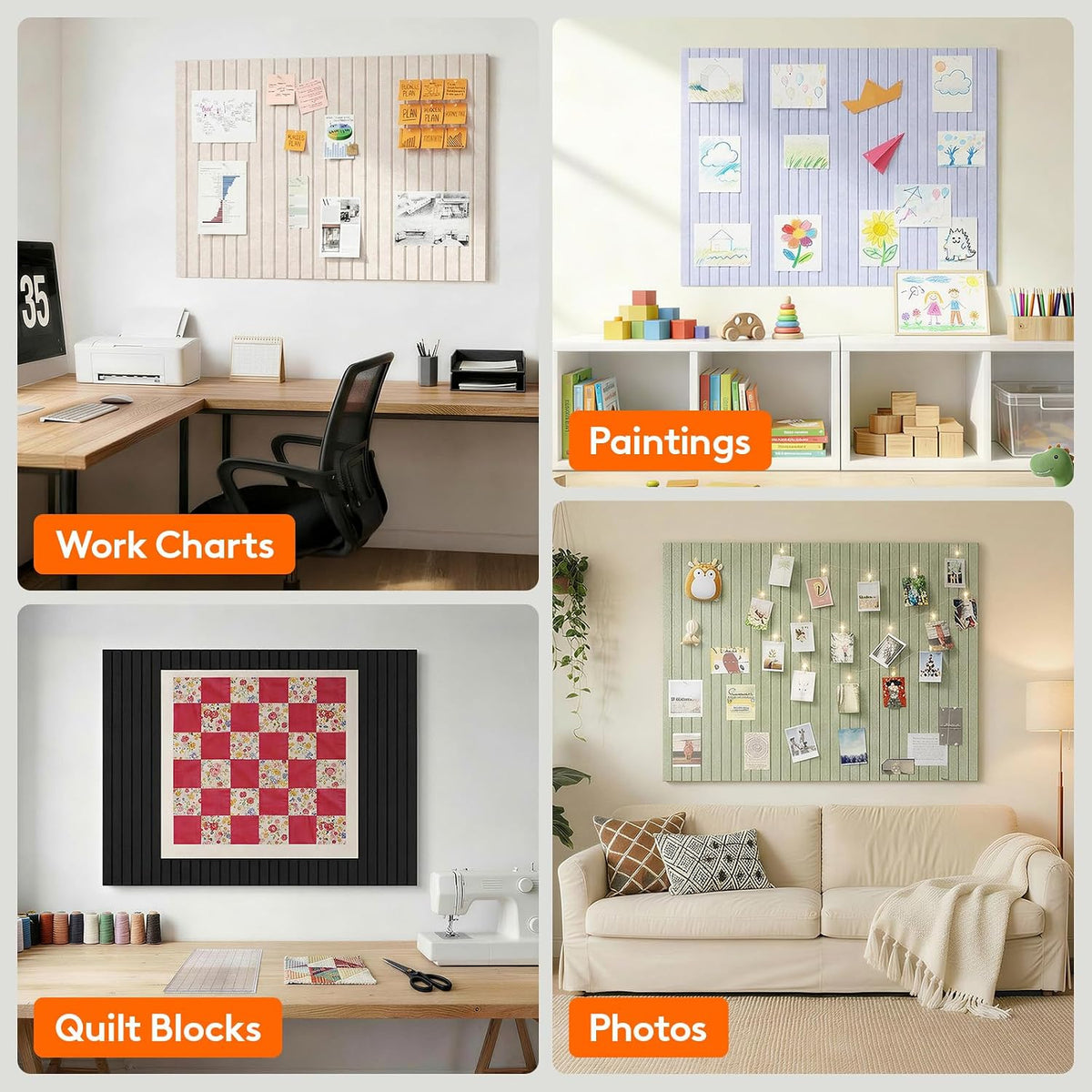 Lifewit Large Felt Bulletin Board with Self-Adhesive 48" x 36" - 12 Pack