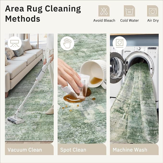 Soalmost 7x10 Area Rug for Living Room Washable Abstract Vintage Soft Thin