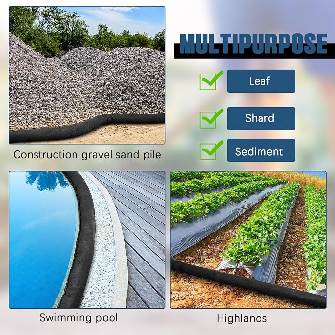2 Pcs Sediment Filter Erosion Control Blanket Silt Fence Sock