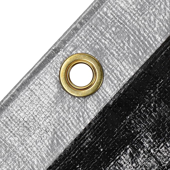 WHITEDUCK Super Heavy Duty Poly Tarp Cover 16 Mil & 10 Mil with Grommets and Reinforced Edges (Brown, White & Silver Black) (Silver Black- 10 Mil, 12' x 16')