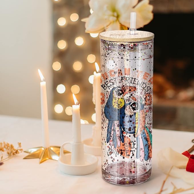AGH 25OZ Snow Globe Glass Tumbler, 4 Pack Sublimation Glass