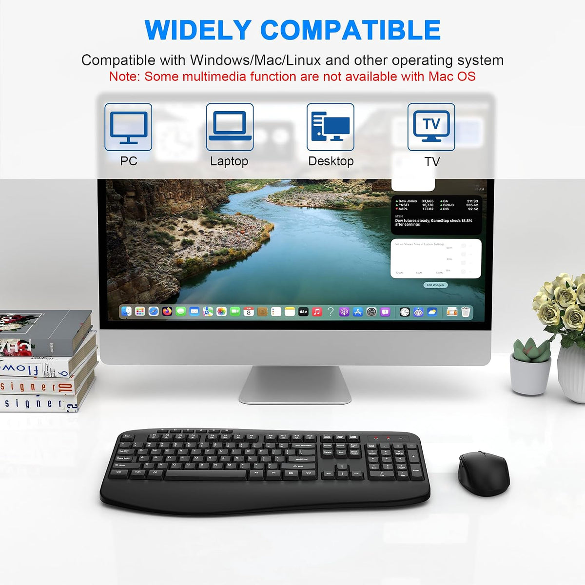 EDJO Wireless Keyboard and Mouse Combo, USB Plug & Play (Classic Black)