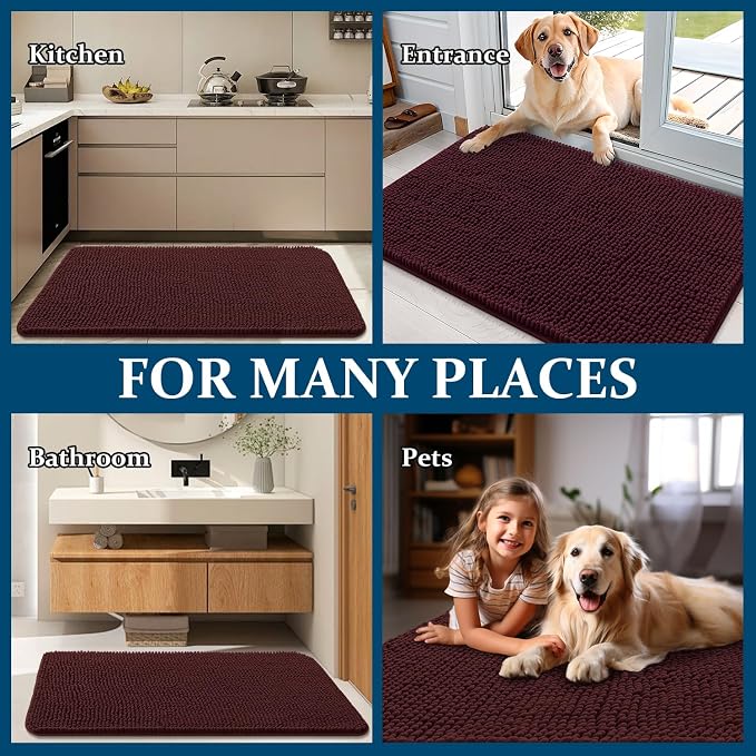 OLANLY Dog Door Mat for Muddy Paws 59x20, Absorbs Moisture and Dirt, Absorbent