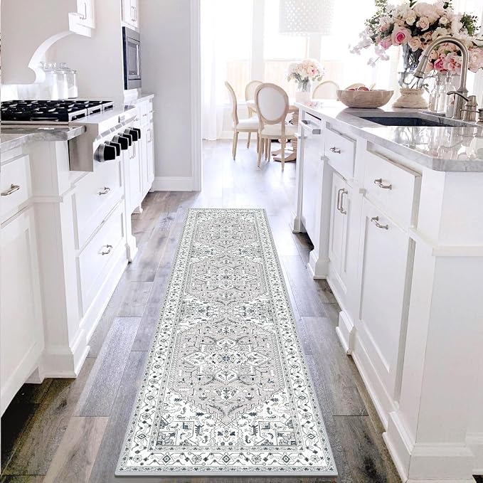 Yamaziot Washable Runner Rug, 2x8 Non-Slip Boho Vintage Hallway Rug