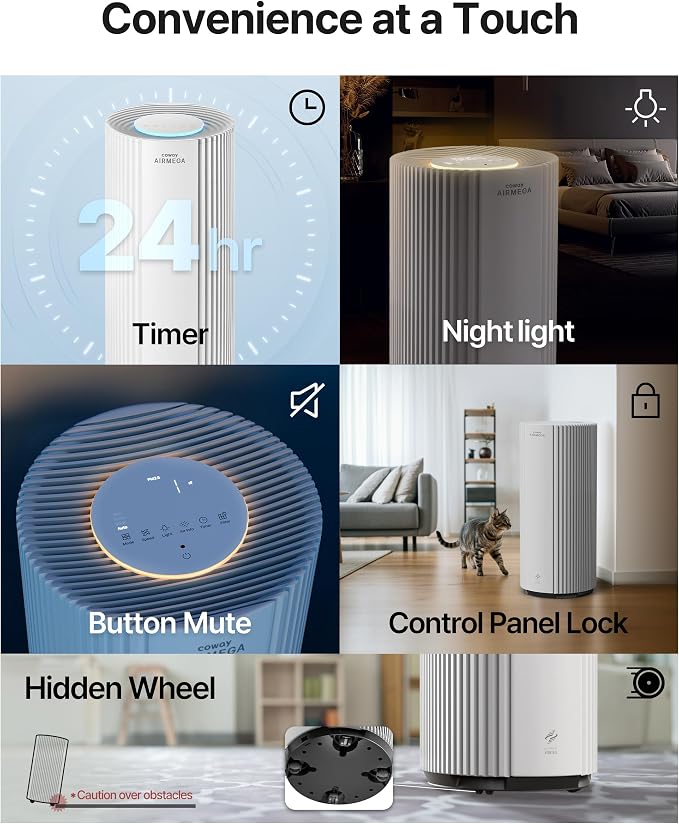 COWAY Air Purifier for Large Room Whole Home Up to 3, 285 ft², HEPA Filter for