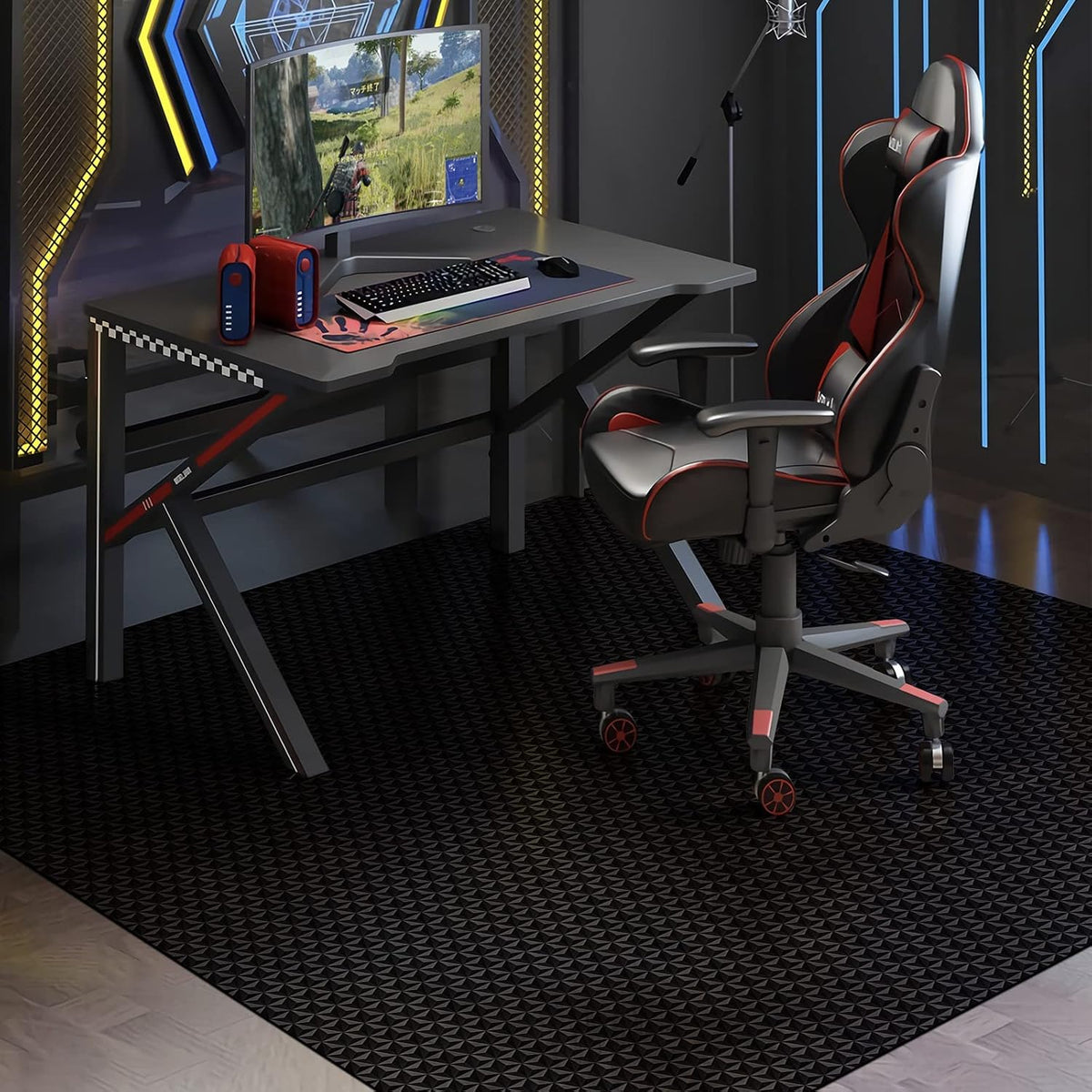 SALLOUS Chair Mat for Hard Floor, 63" x 51" Office Chair Mat for Hardwood Floor, Multi-Purpose Hard Floor Protector Under Desk Mat for Home Office, Non-Slip Vinyl Floor Mat for Gaming Chairs (Black)