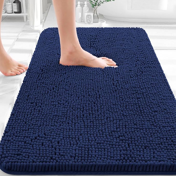 OLANLY Bathroom Rugs 32x20, Extra Soft Absorbent Chenille Bath Rugs, Rubber