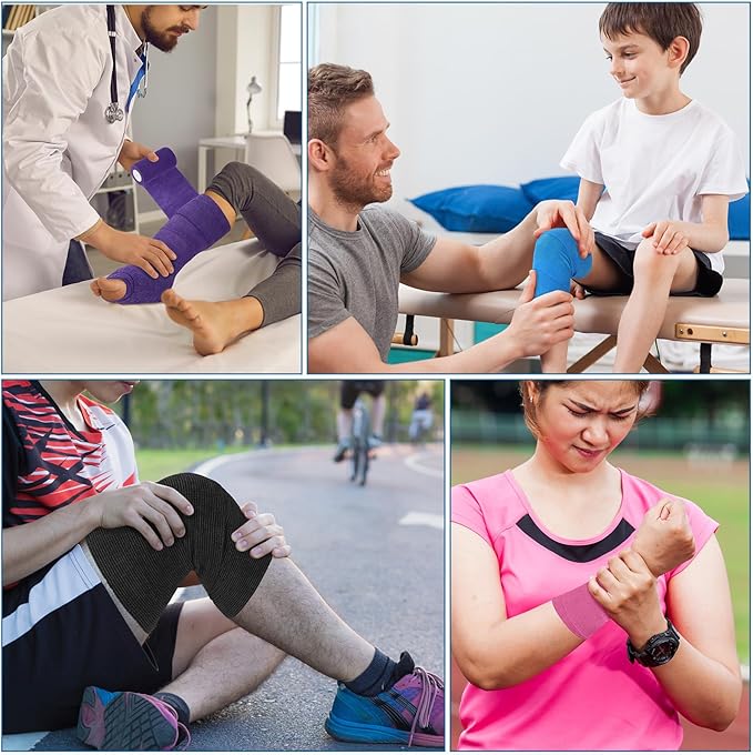 Treela 36 Pcs Self Adherent Bandage 4" X 5 Yard Wrap Breathable Cohesive Bandage Elastic Adhesive Tape for Stretch Athletic Sports Wrist Ankle(Assorted Color)
