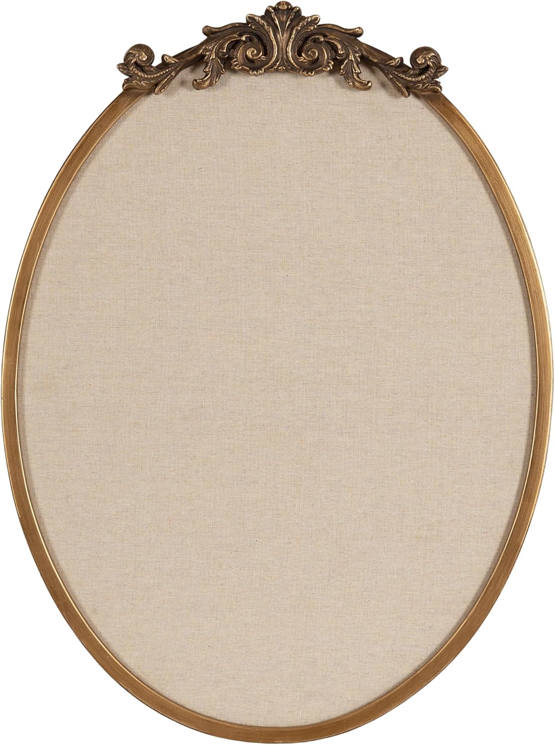 Kate and Laurel Arendahl Decorative Oval Pinboard, 18 x 24, Gold, Framed Round Ornate Vintage Cork Board for Use as Motivational Vision Board or Wall Organizer
