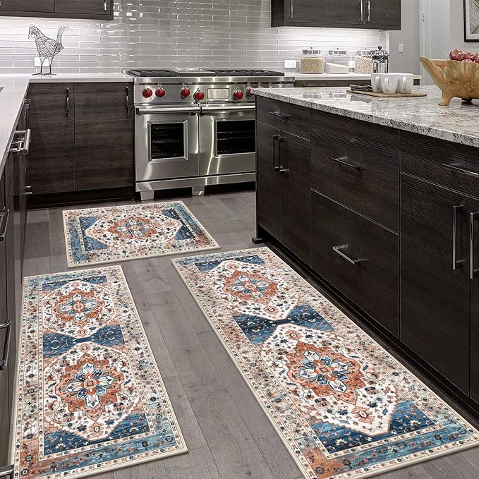 HEBE Boho Kitchen Rug Sets 3 Piece