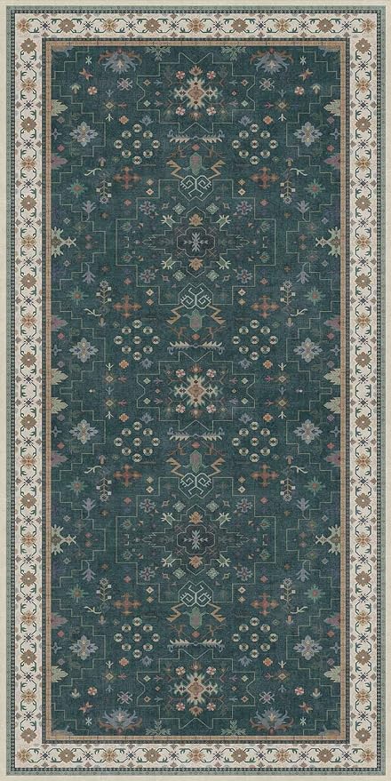 Dark Green Oushak 2x4 Entryway Rug