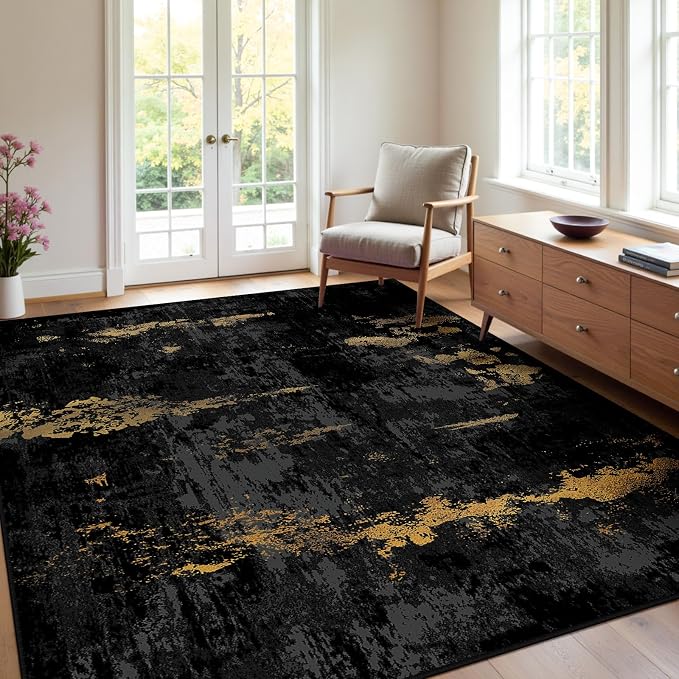 RELEANY Washable Area Rugs 4'x6' Non-Slip Modern Abstract Soft