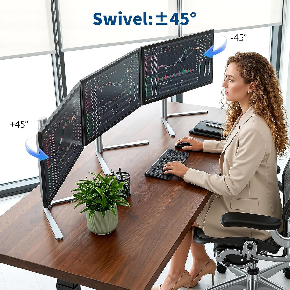 Aluminum VESA Monitor Stand for Monitor Weight 7.7-11 lb, 24-27″