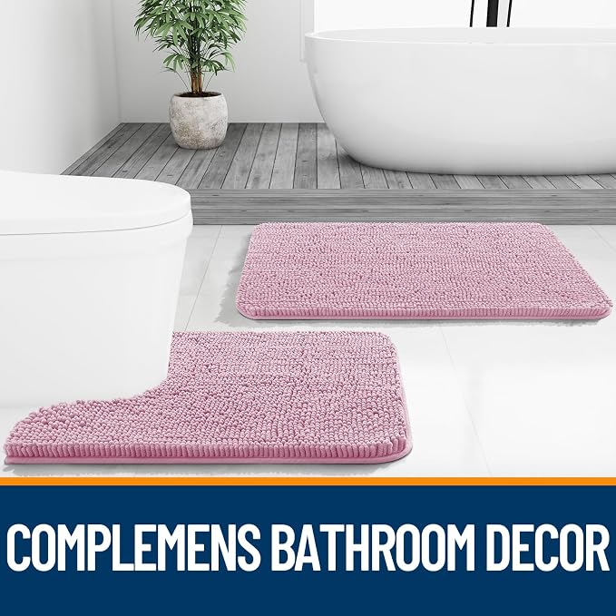 OLANLY Large Bathroom Rugs 44x32, Extra Soft Absorbent Chenille Bath Rugs
