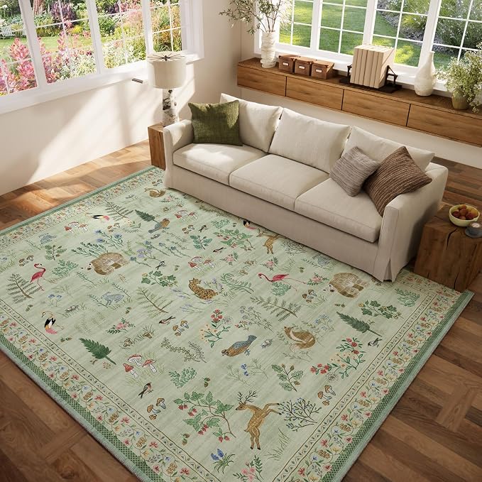 6x9 Area Rugs for Living Room: Washable Rug Vintage Bedroom Rugs Stain
