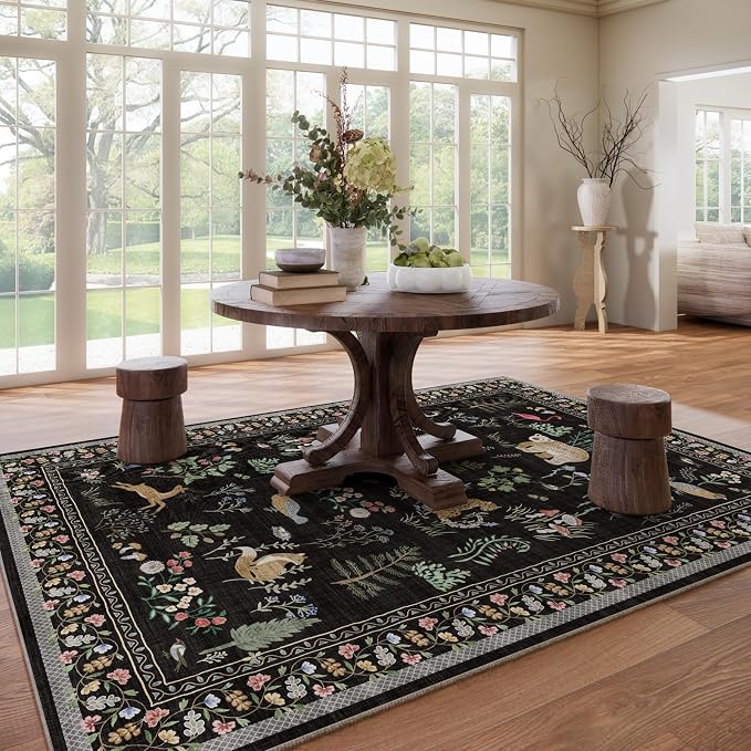 9x12 Area Rugs for Living Room: Washable Bedroom Rug Vintage Stain Resistant