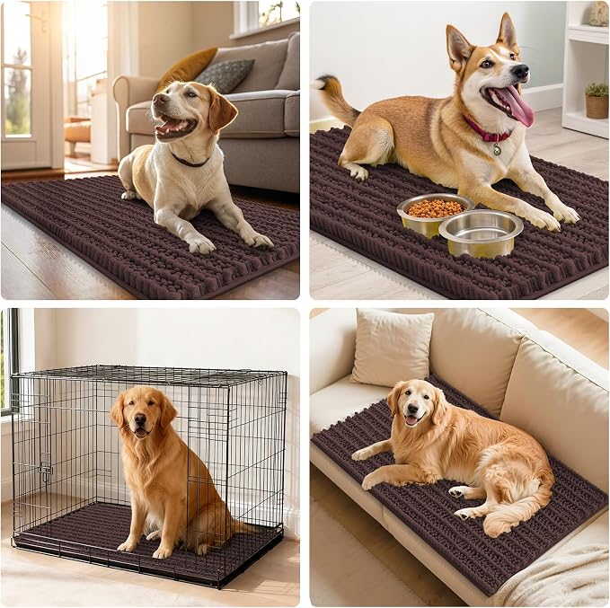 Smiry Dog Door Mat for Muddy Paws 47x24, Absorbent Dirt Trapper, Non-Slip