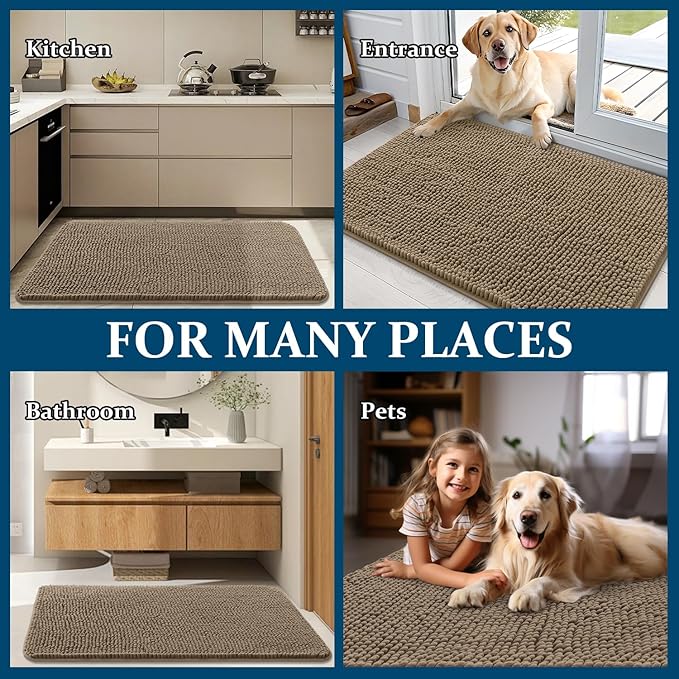 OLANLY Dog Door Mat for Muddy Paws 59x24, Absorbs Moisture and Dirt, Absorbent