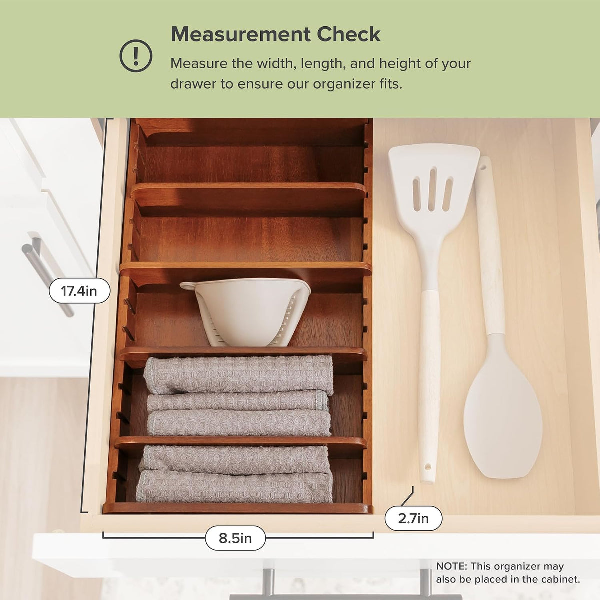 KitchenEdge Kitchen Towel & Storage Organizer, Acacia