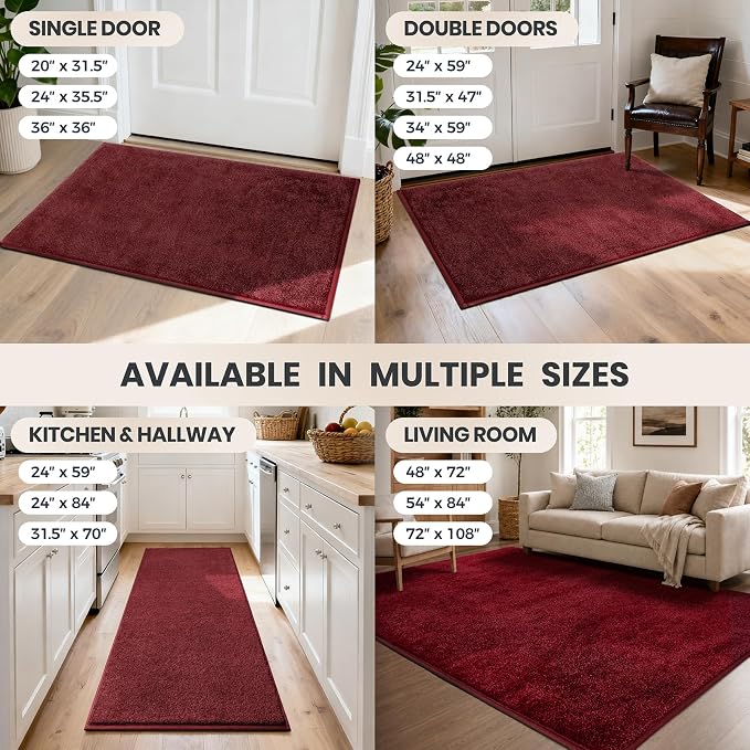 PURRUGS Dirt Trapping Door Mat 24" x 59", Non-Slip Machine Washable Entryway Rug