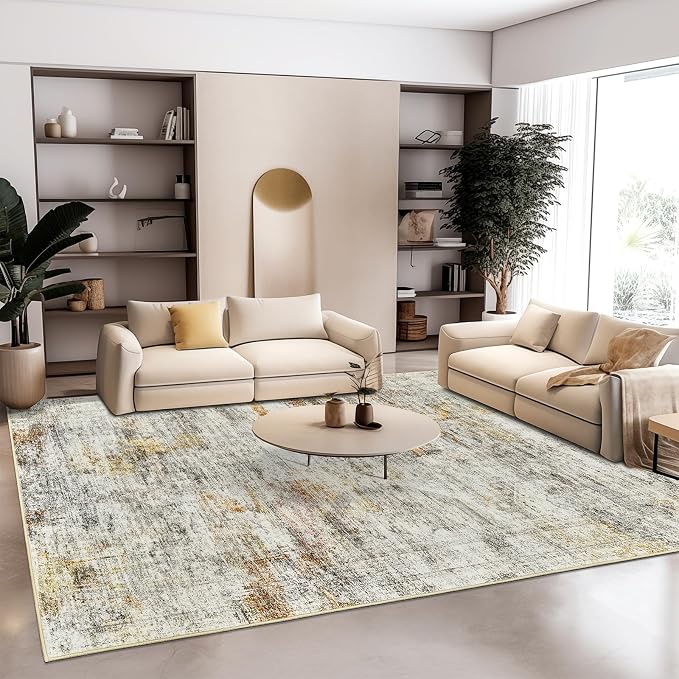 Soalmost 10x14 Area Rugs for Living Room, Non Slip Machine Washable Vintage Rugs