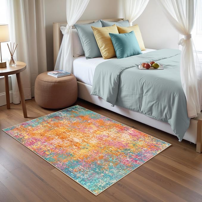 RELEANY Washable Area Rugs 3'x5' Non-Slip Modern Abstract Soft