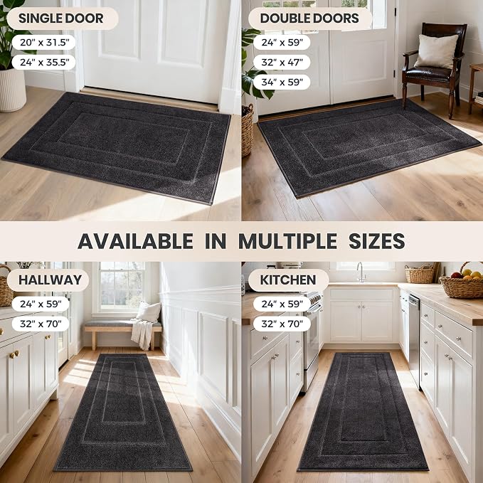 PURRUGS Dirt Trapping Door Mat 32" x 70", Non-Slip/Skid Machine Washable