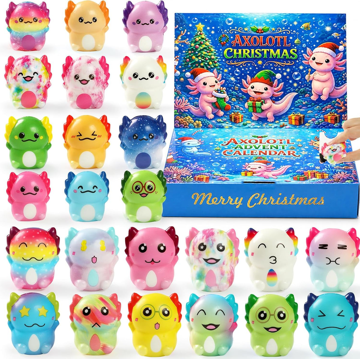 Christmas Squishy Advent Calendar 2026, 24PCS Axolotl Countdown Set