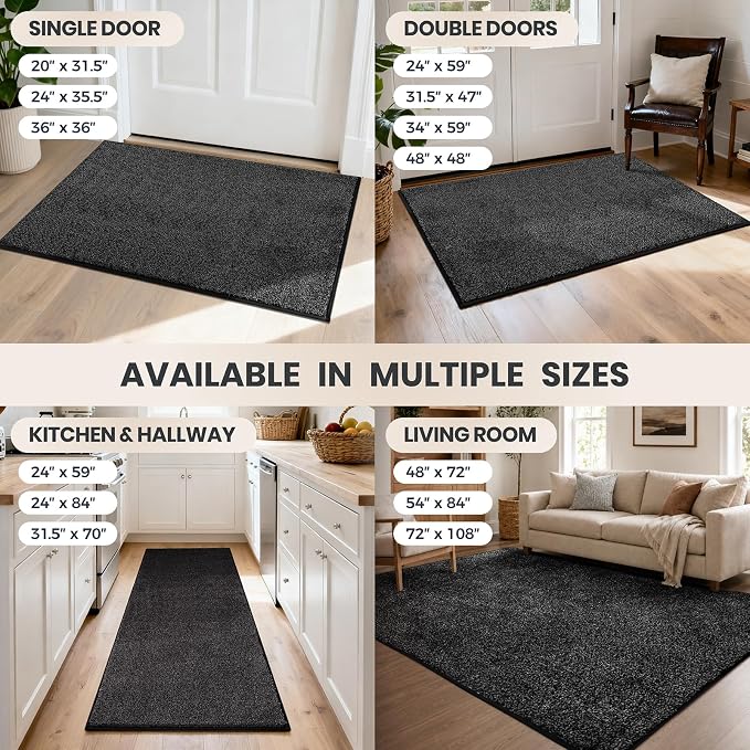 PURRUGS Dirt Trapping Door Mat 31.5" x 47", Non-Slip Machine Washable Entryway
