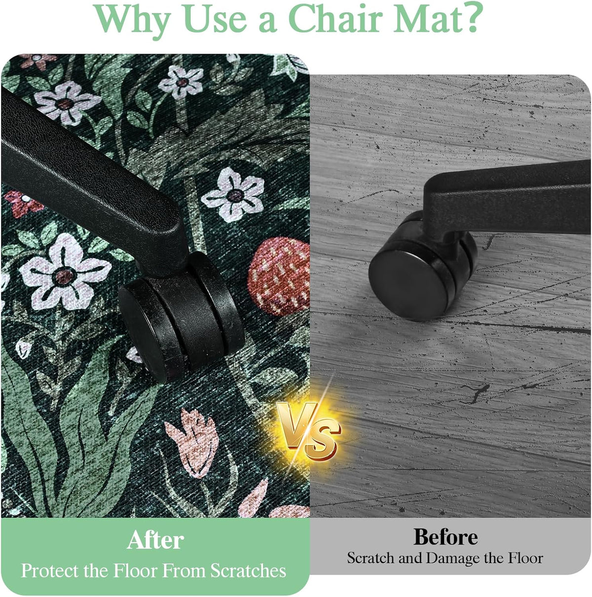 Office Chair Mat for Hardwood Floor & Tile Floor,48"X 60"-Convex Green