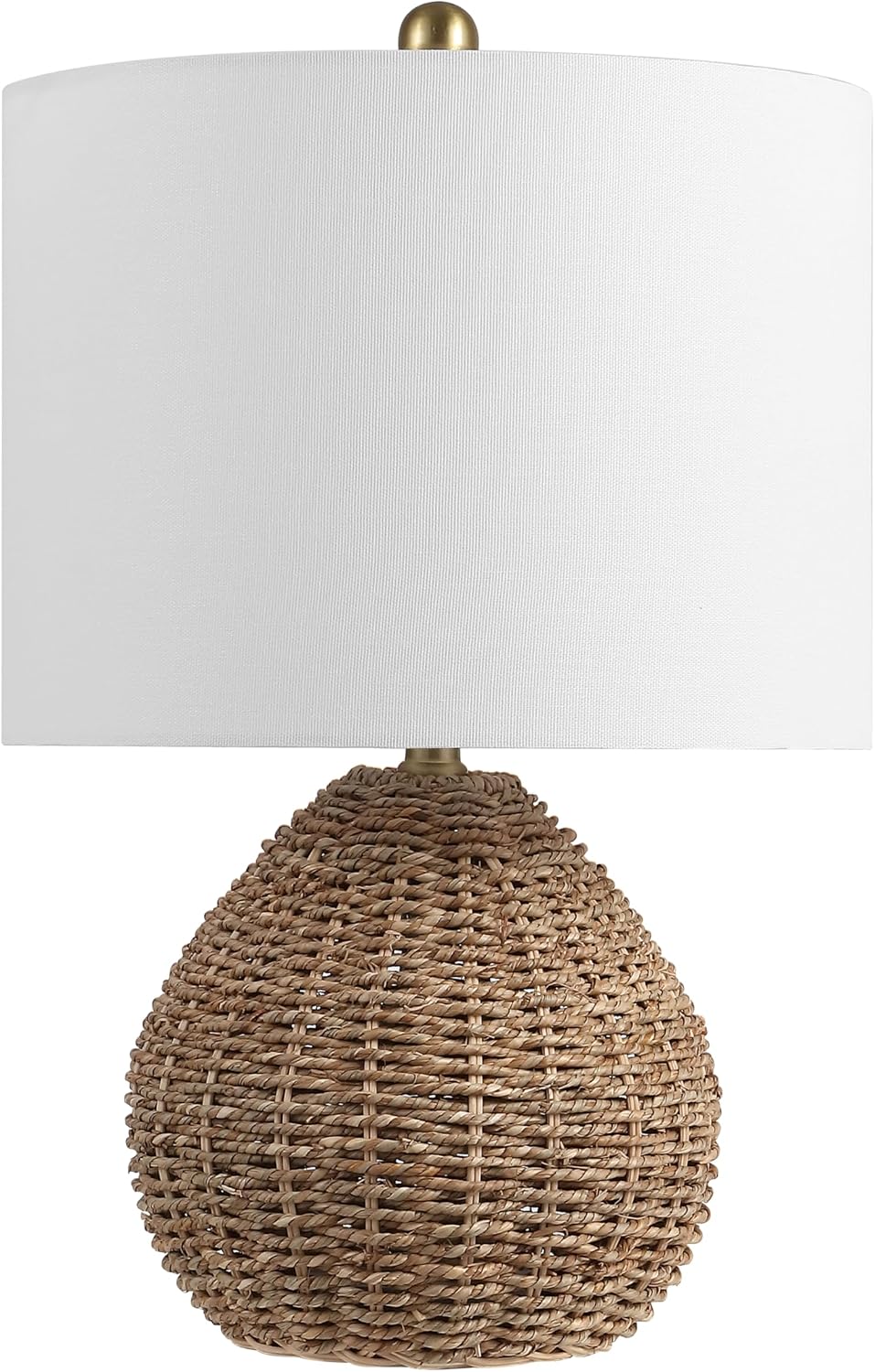 JONATHAN Y Kona 20.5" Rattan and Metal Table Lamp, Brown/Brass Gold