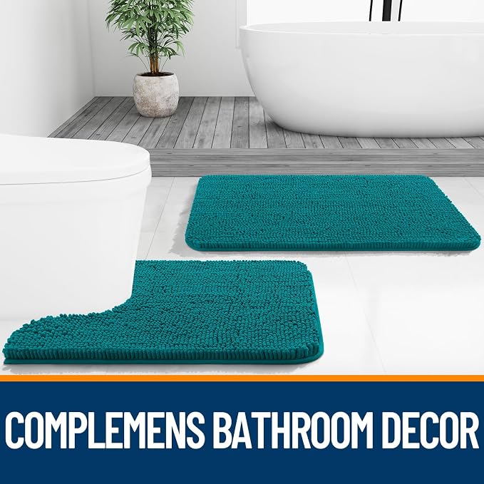 OLANLY Bathroom Rugs 36x24, Extra Soft Absorbent Chenille Bath Rugs, Rubber