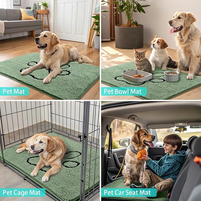 Smiry Dog Door Mat for Muddy Paws, Absorbent Dirt Trapper Non Slip Quick Dry