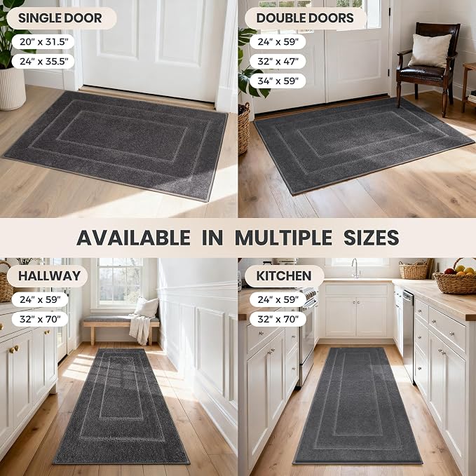 PURRUGS Dirt Trapping Door Mat 32" x 70", Non-Slip/Skid Machine Washable