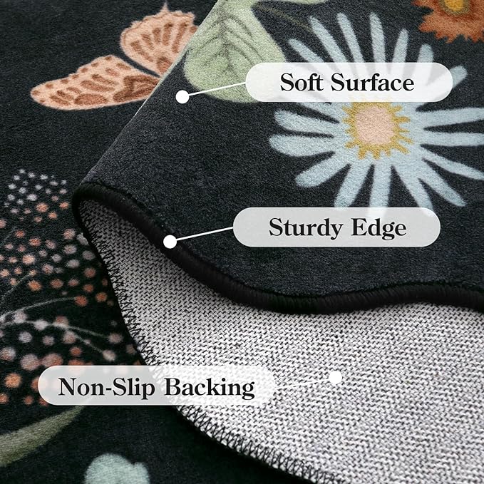 Lahome Floral 9x12 Area Rugs for Living Room Bedroom, Soft Washable Rugs 9x12