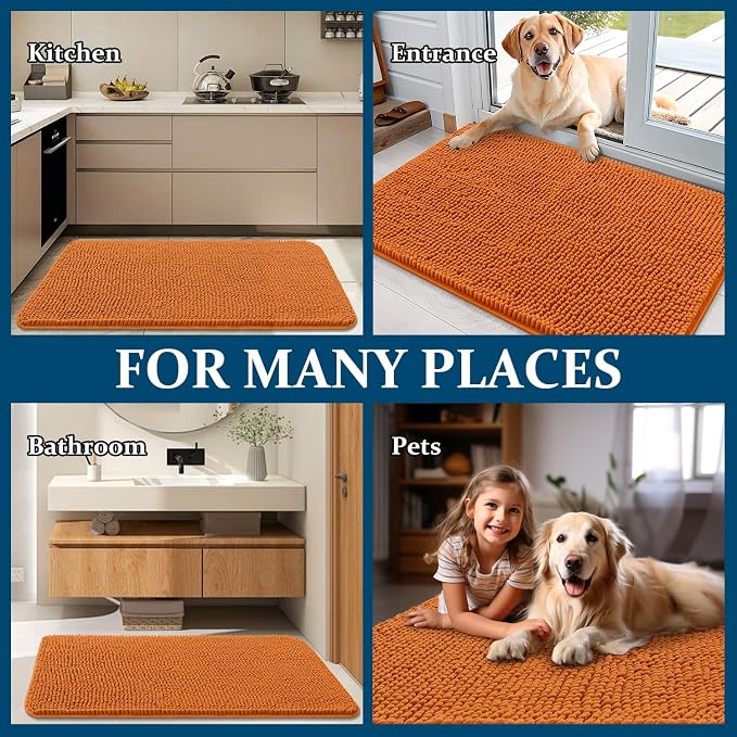 OLANLY Dog Door Mat for Muddy Paws 54x32, Absorbs Moisture and Dirt, Absorbent