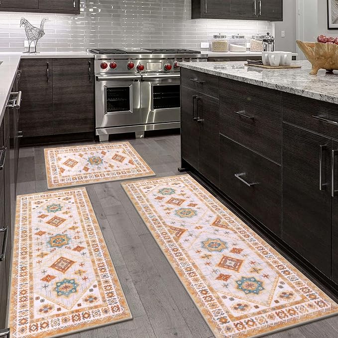 HEBE Boho Kitchen Rug Sets 3 Piece