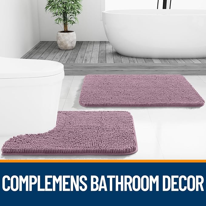 OLANLY Bathroom Runner Rugs 44x24, Soft Absorbent Chenille Bath Rugs, Rubber