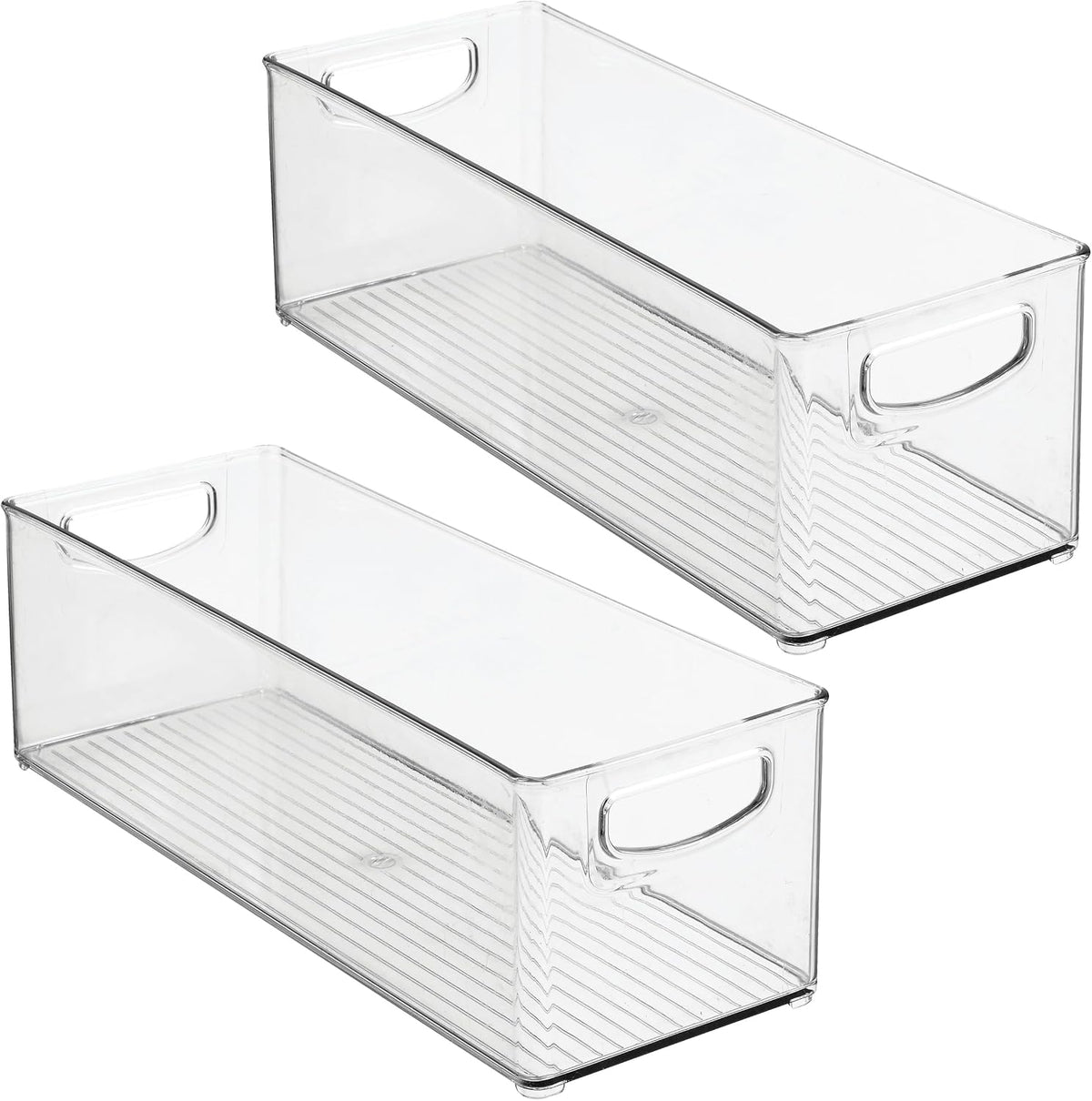 iDesign Plastic Stackable Pantry Bin with Handles, Set of 2, Clear