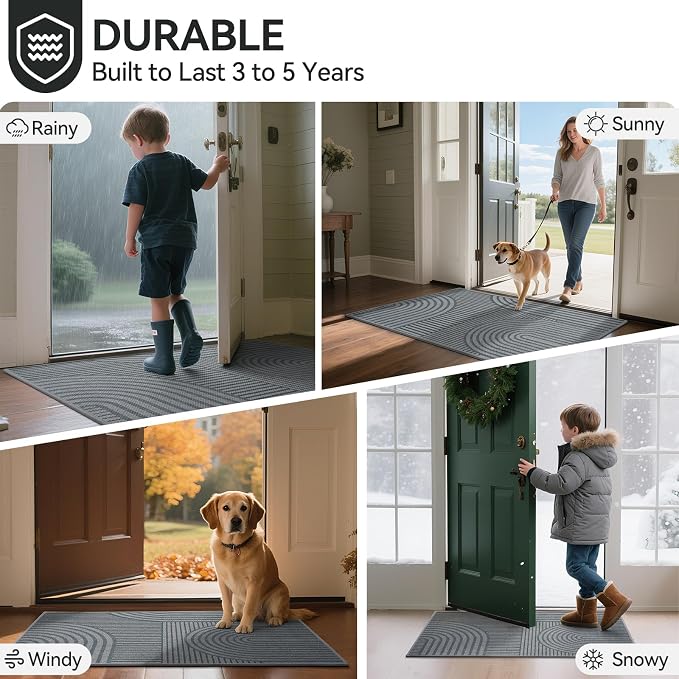 Front Door Mat 24''x35'', Absorbent Dirt Resist Washable Non Slip Low-Profile