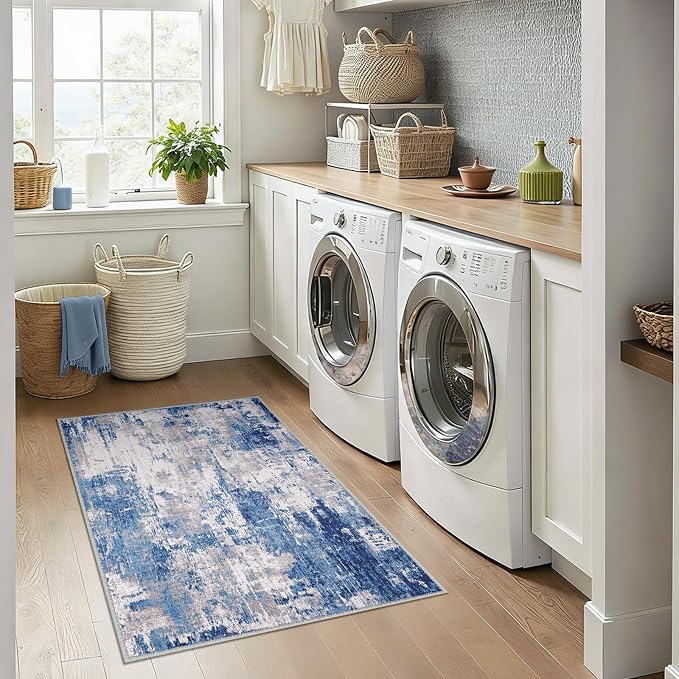 RELEANY Washable Area Rugs 3x4 Non-Slip Modern Abstract Soft