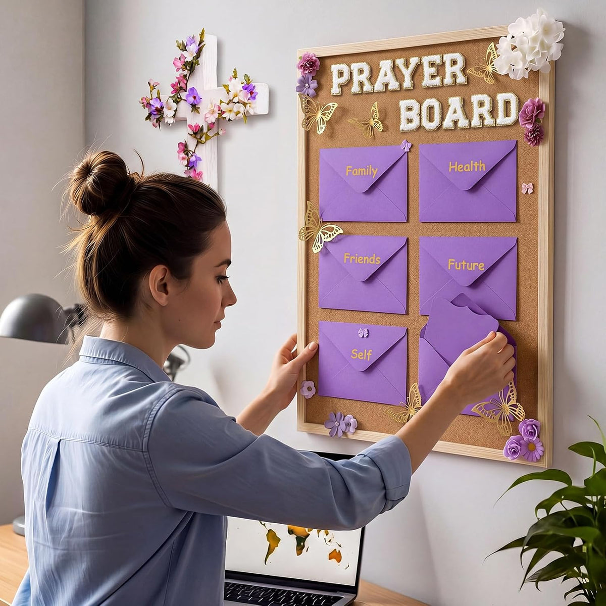 Geetery 182pcs Christian Vision Board Kit Pray Supplie, Classic, Purple