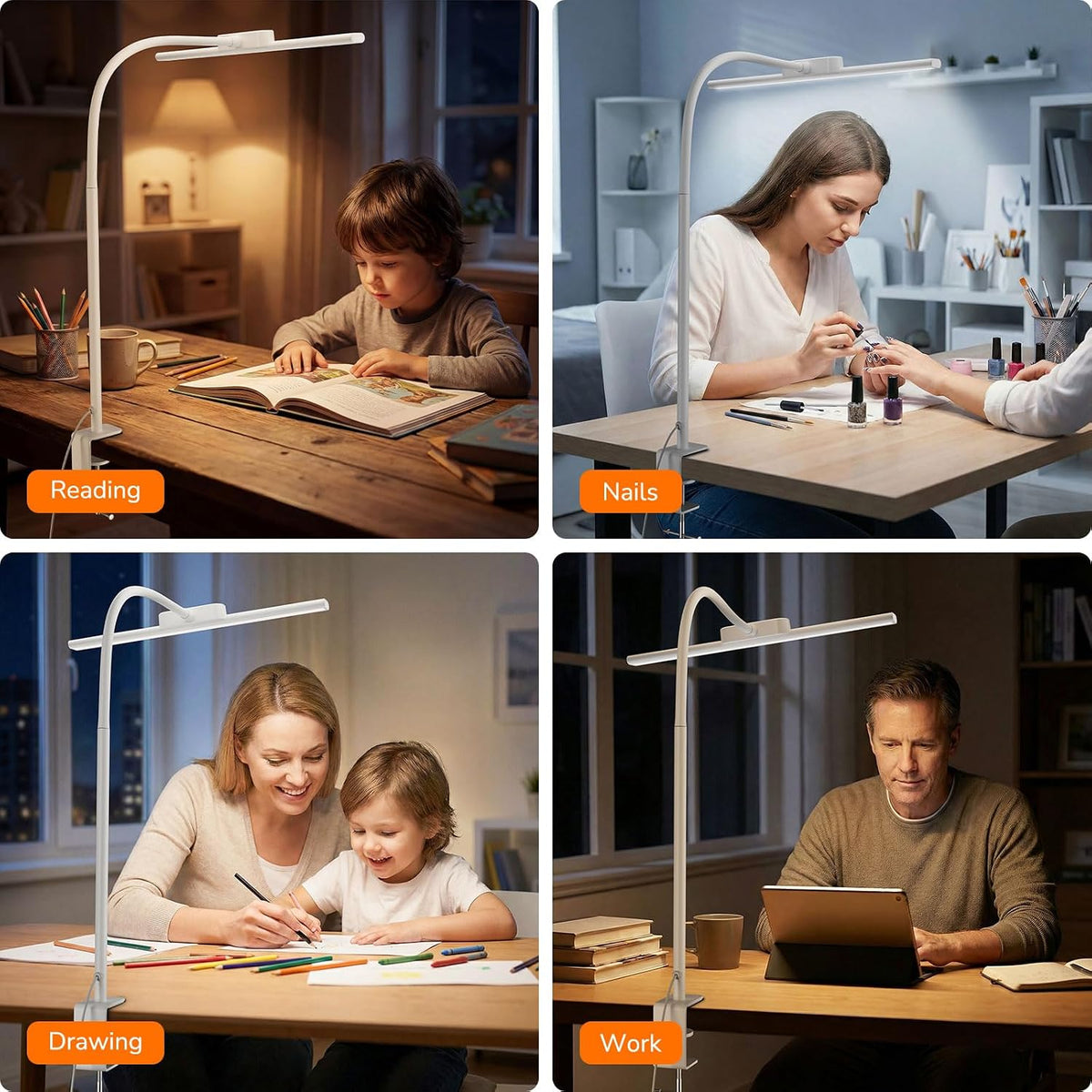 Lepro Desk Lamp with Clamp, Led Clip on Desk Lights for Home Office, White