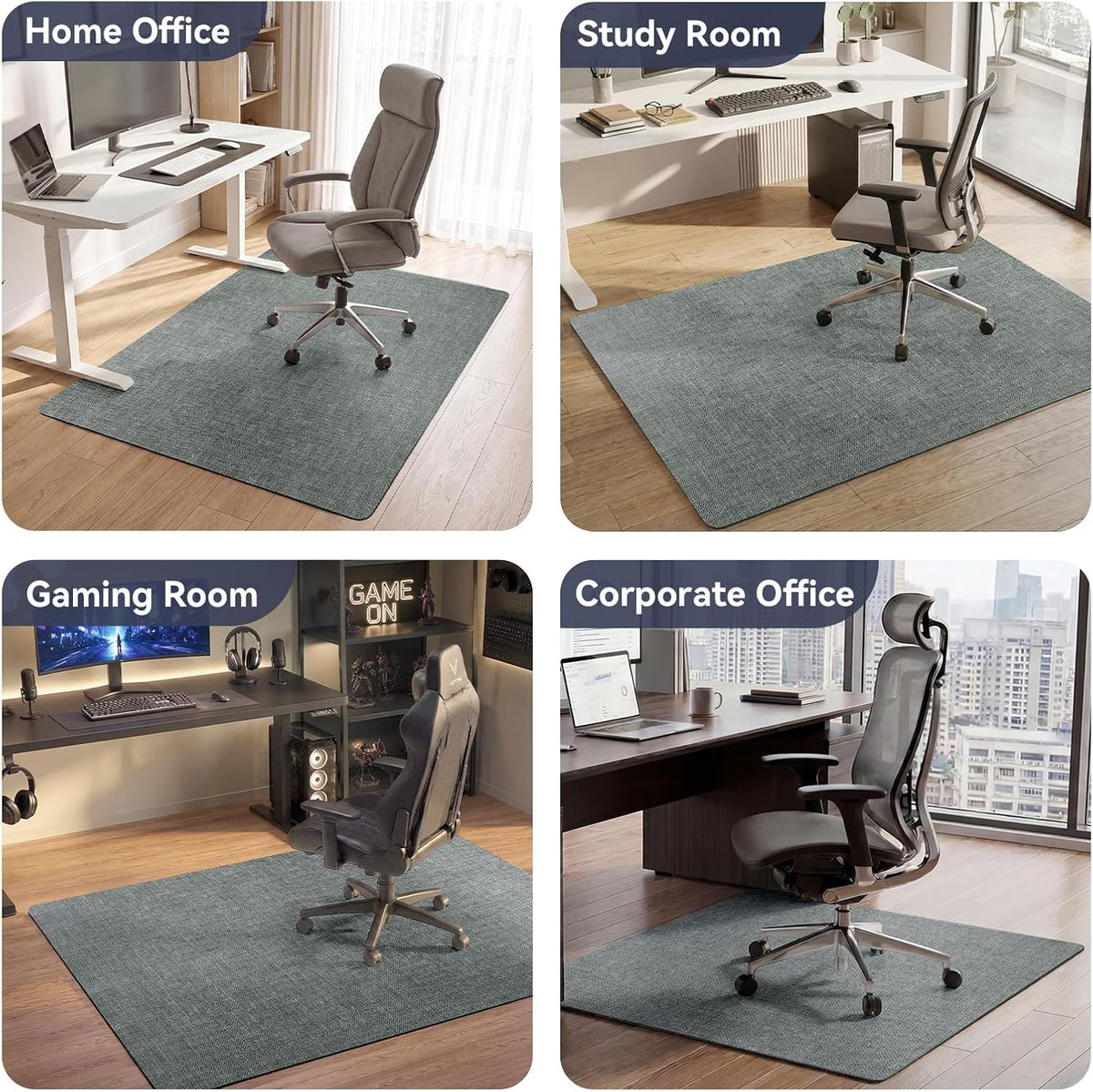 YDKGL Office Chair Mat for Hardwood Floor Non Slip Protector Grey 35"x53"