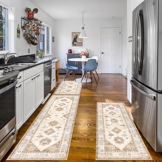 HEBE Boho Kitchen Rug Sets 3 Piece