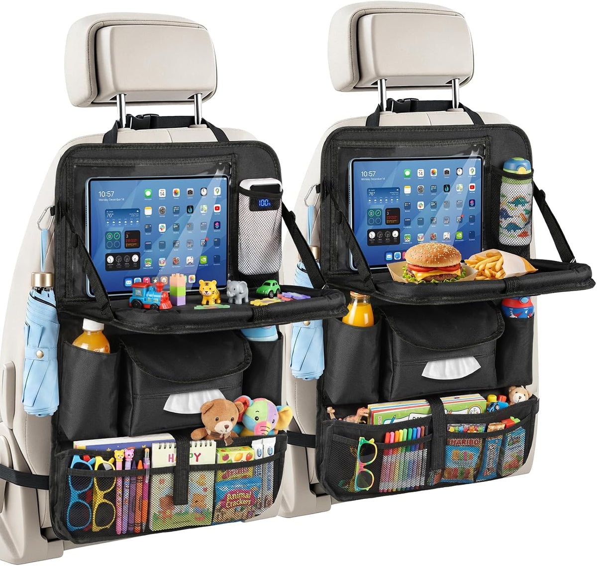 Backseat Car Organizer,Car Back Seat Organizer with Foldable Tray,2Pack